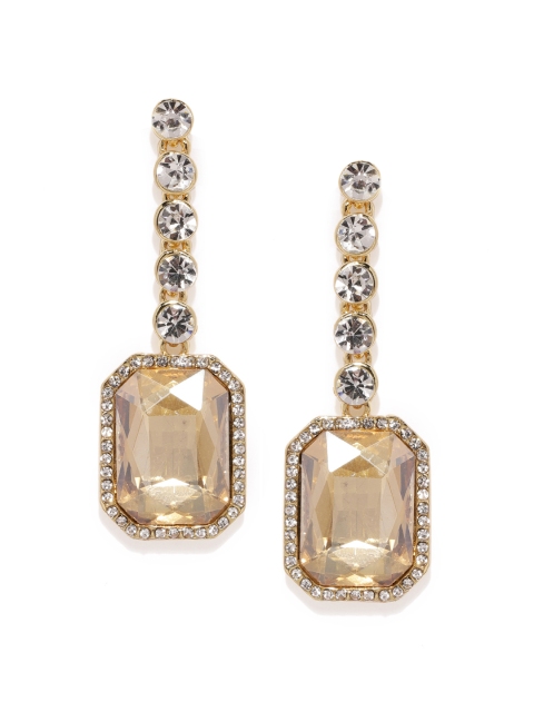 

justpeachy Champagne Teardrop Shaped Drop Earrings