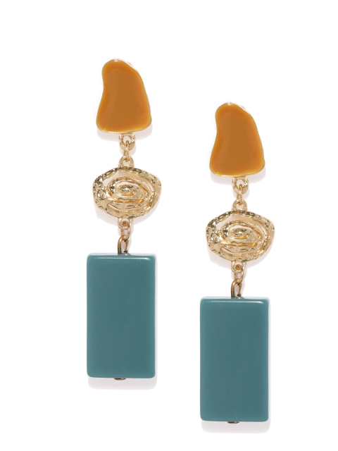 

justpeachy Gold-Toned & Brown Quirky Drop Earrings