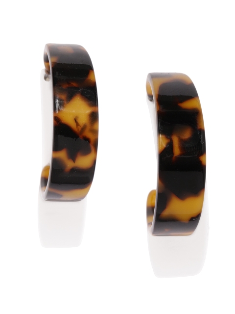 

justpeachy Brown & Black Circular Half Hoop Earrings