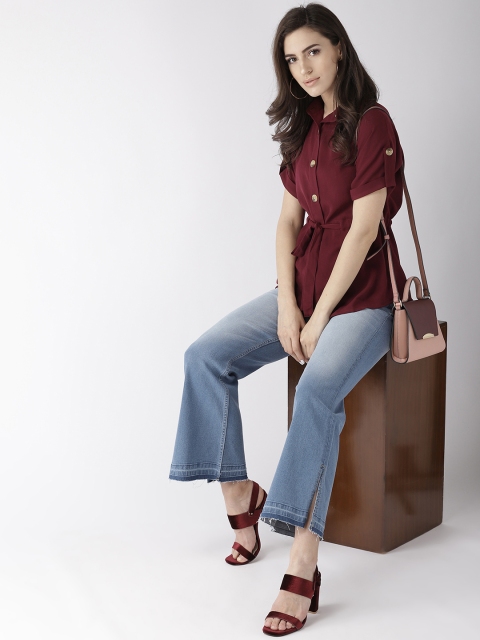

20Dresses Women Burgundy Regular Fit Solid Casual Shirt