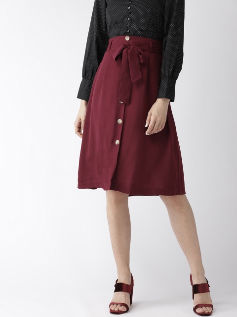 

20Dresses Burgundy Solid A-Line Skirt