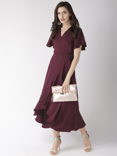 

20Dresses Women Burgundy Midi Wrap Dress