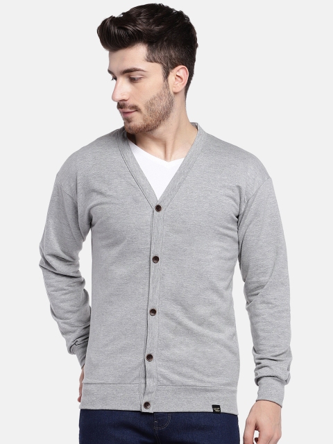 

YWC Men Grey Melange Solid Button Shrug