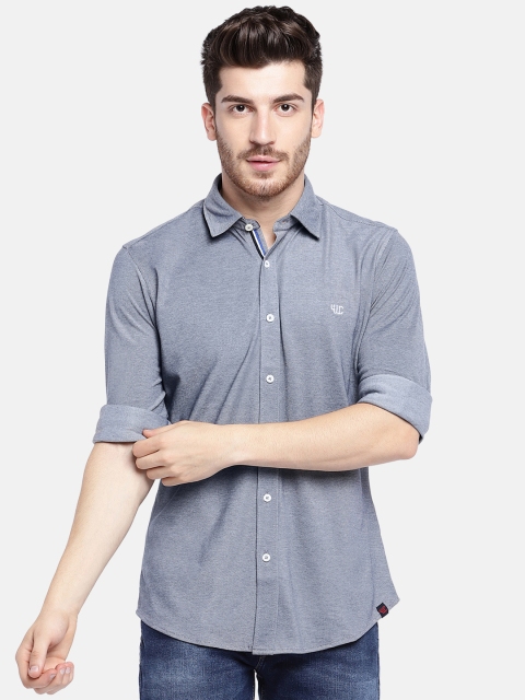 

YWC Men Blue Regular Fit Solid Casual Shirt