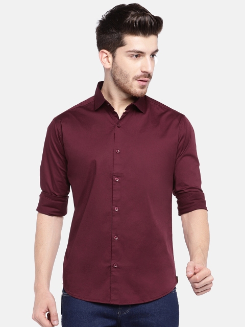 

YWC Men Maroon Regular Fit Solid Casual Shirt