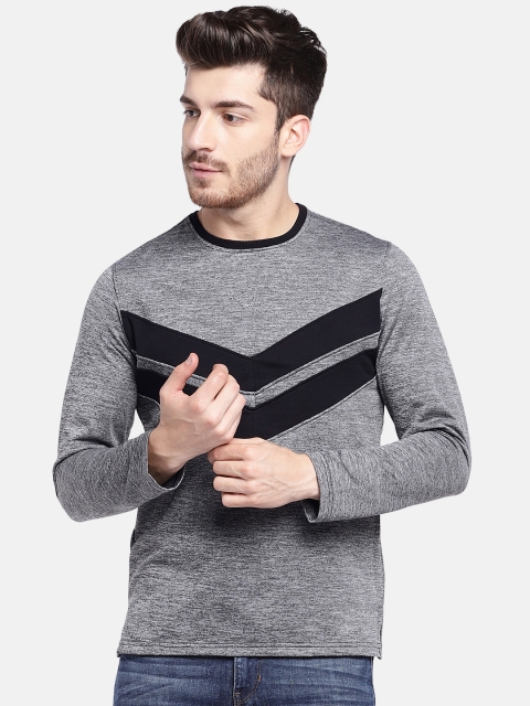 

YWC Men Grey & Black Striped Sweatshirt