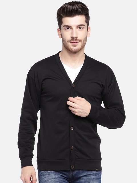 

YWC Men Black Solid Button Shrug