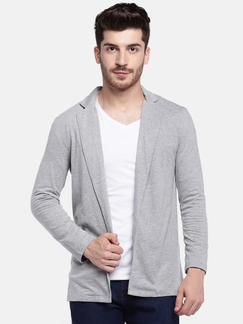 

YWC Men Grey Melange Solid Open Front Shrug