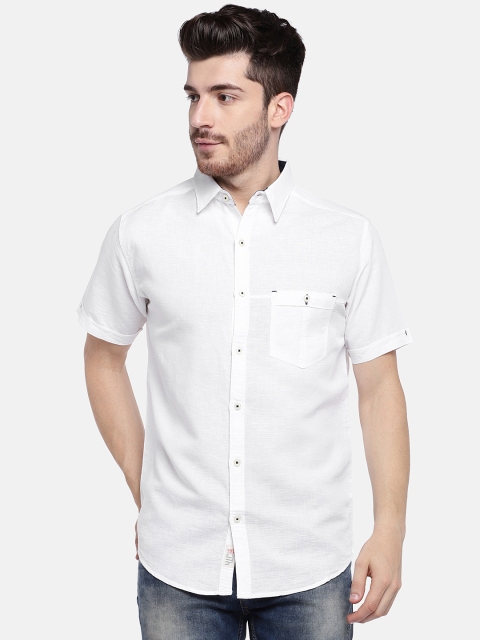 

YWC Men White Regular Fit Solid Casual Shirt