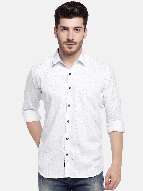 

YWC Men White Regular Fit Printed Casual Shirt