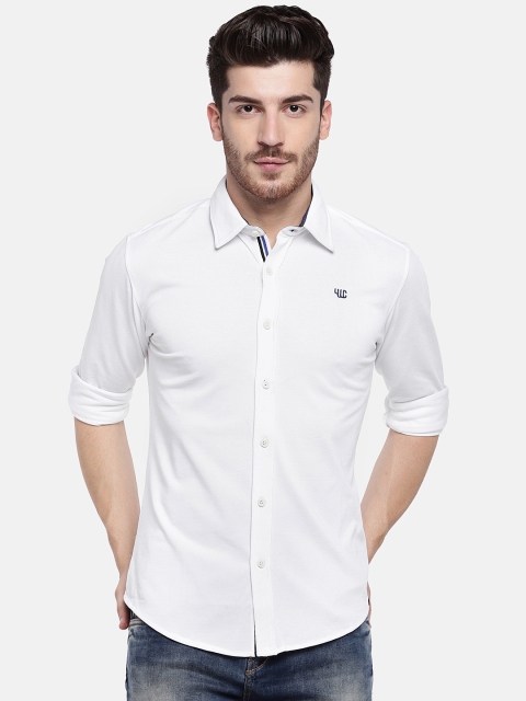 

YWC Men White Regular Fit Solid Casual Shirt