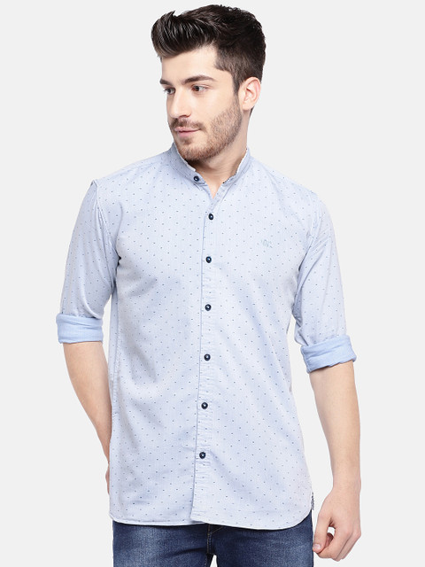 

YWC Men Blue Regular Fit Printed Casual Shirt
