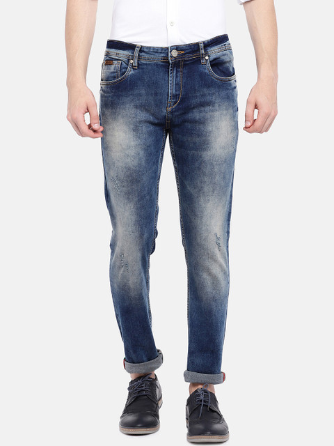 

YWC Men Blue Regular Fit Mid-Rise Mildly Distressed Stretchable Jeans