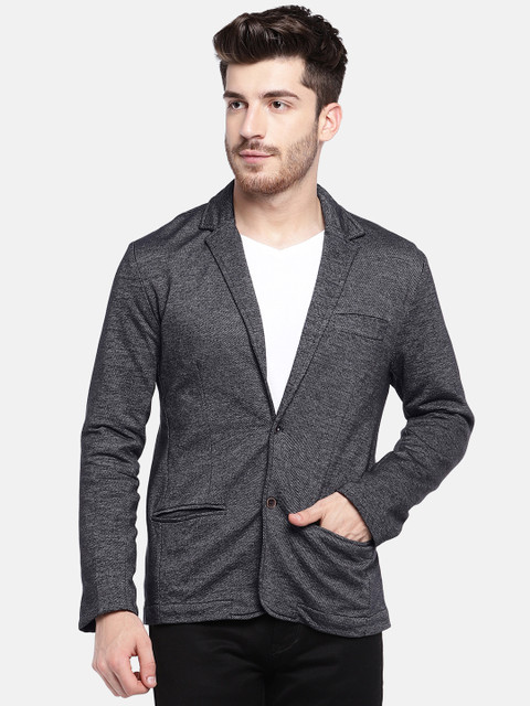 

YWC Men Black Solid Single-Breasted Blazer