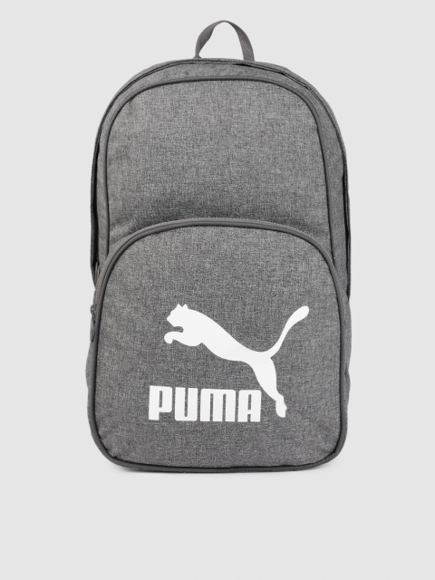 Unisex Grey Brand Logo Backpack