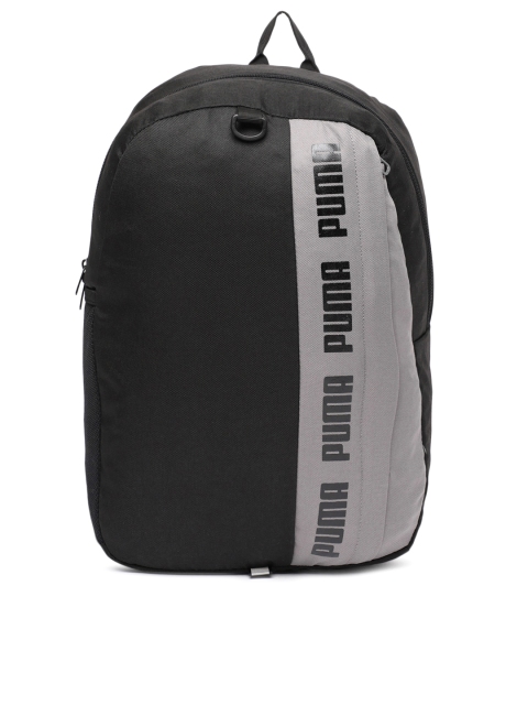 Unisex Black & Grey Solid Phase Backpack