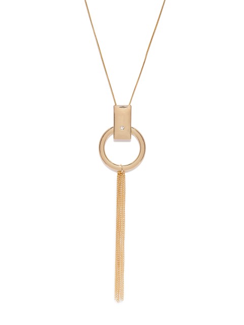

Blisscovered Gold-Toned Circular Tasselled Pendant With Chain
