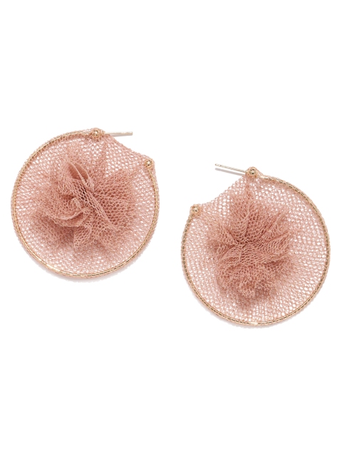

Blisscovered Peach-Coloured & Gold-Toned Circular Half Hoop Earrings