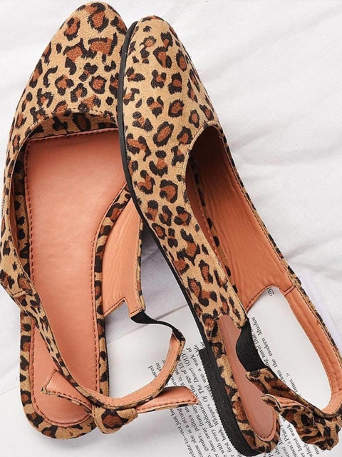 

Street Style Store Women Brown & Black Leopard Print Ballerinas