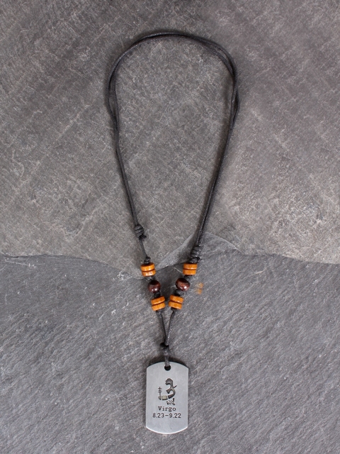 

UNKNOWN by Ayesha Men Silver-Toned & Black Virgo Sign Necklace