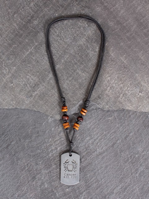 

UNKNOWN by Ayesha Men Silver-Toned & Black Cancer Sign Necklace