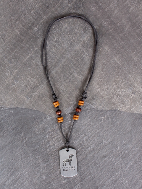 

UNKNOWN by Ayesha Men Silver-Toned & Black Capricorn Sign Necklace