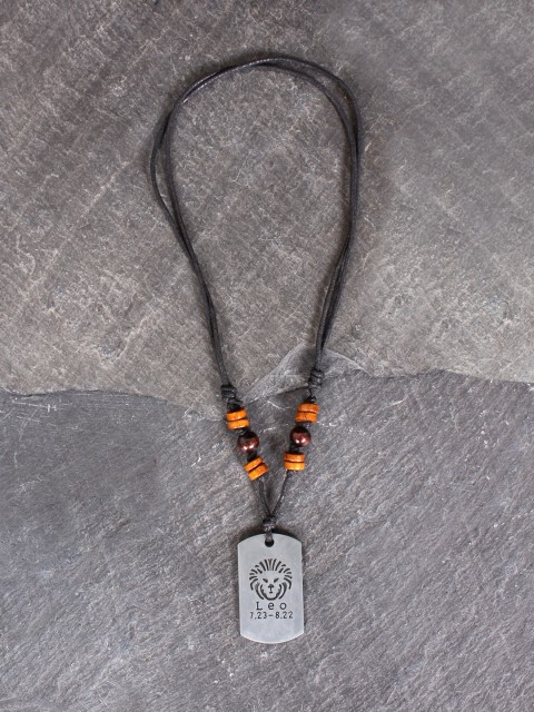

UNKNOWN by Ayesha Men Silver-Toned & Black Leo Sign Necklace