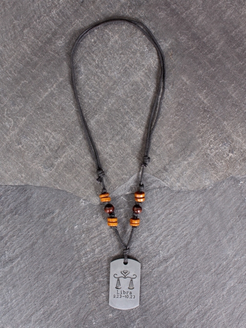 

UNKNOWN by Ayesha Men Silver-Toned & Black Libra Sign Necklace