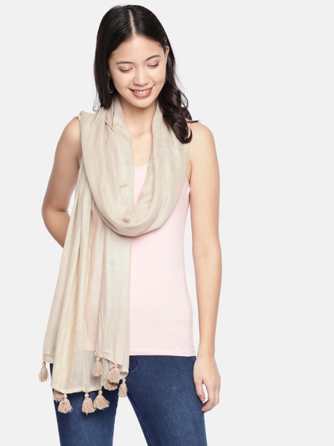 

Ayesha Women Beige Striped Scarf