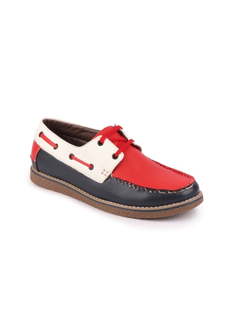 

FAUSTO Men Red & White Boat Shoes