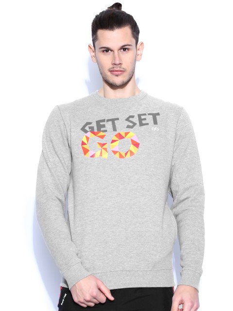 

Pure Play Grey Melange Printed Sweatshirt