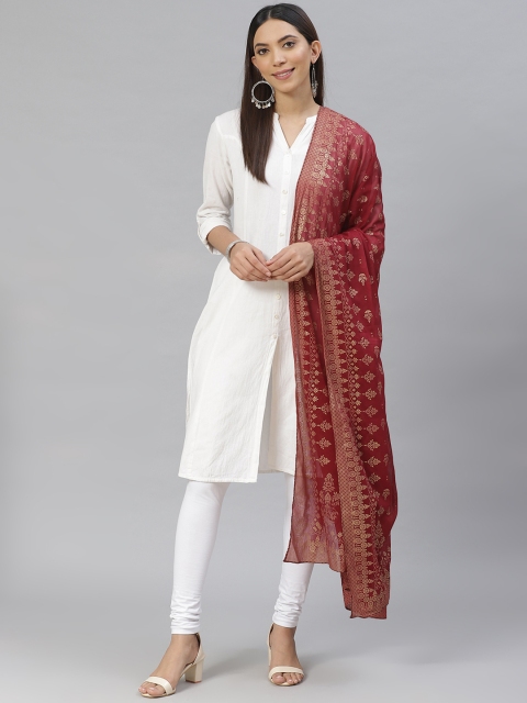 

AURELIA Maroon & Golden Printed Dupatta