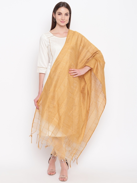 

AURELIA Mustard Brown Self-Checked Dupatta