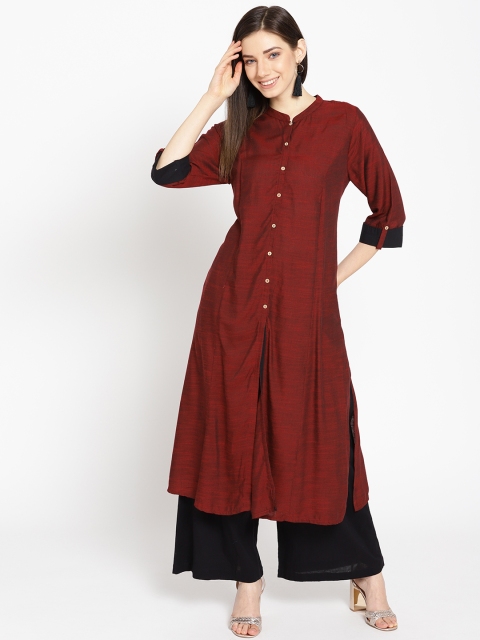 

AURELIA Women Rust Red Solid A-Line Kurta