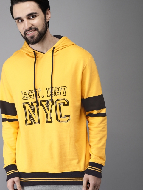 

HERE&NOW Men Yellow Embroidered Knitted Sweatshirt