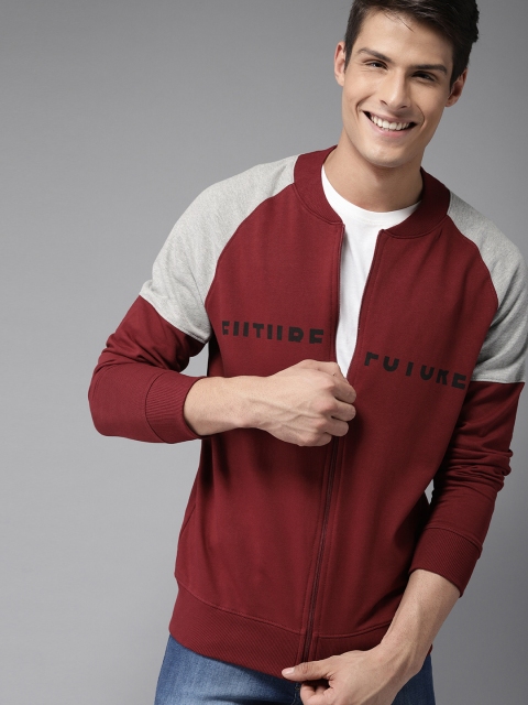 

HERE&NOW Men Maroon Printed Sweatshirt