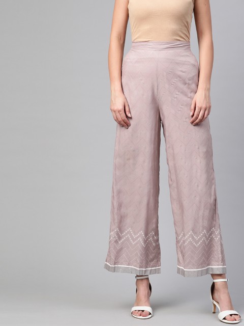 

AURELIA Women Pink Liva Printed Wide Leg Palazzos