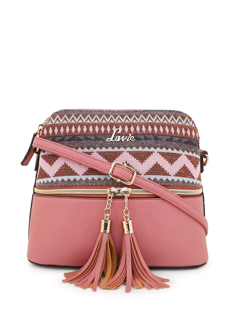 

Lavie Pink Self Design Sling Bag