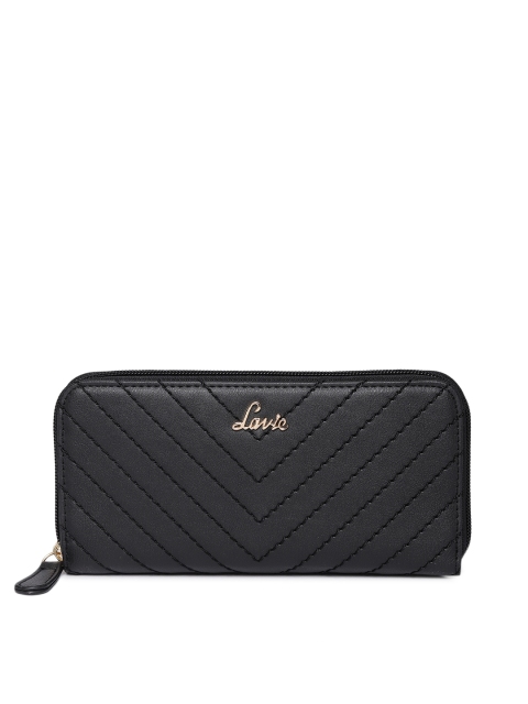 

Lavie Women Black Textured Zip Around Wallet