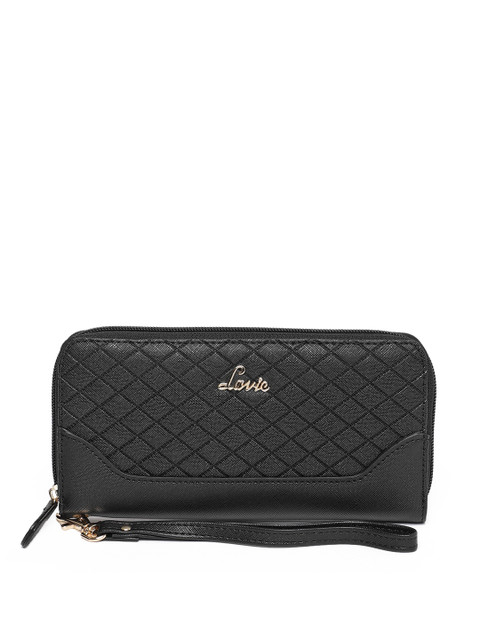 

Lavie Women Black Textured Zip Around Wallet