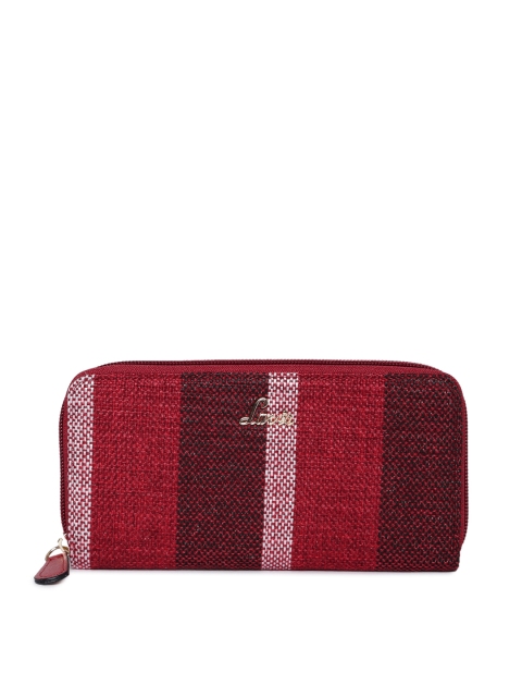 

Lavie Women Red & Black Self Design Zip Around Wallet