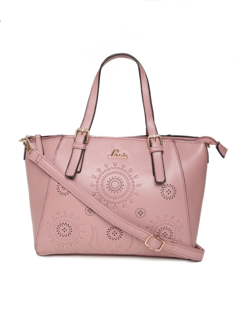 

Lavie Mauve Embroidered Handheld Bag with Cut Work Detail
