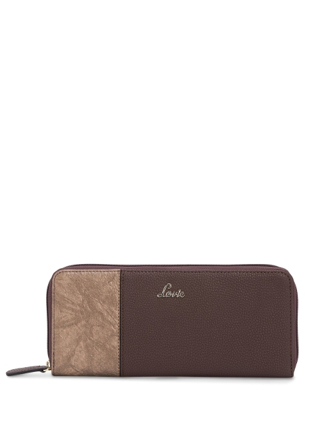 

Lavie Women Brown & Copper-Toned Colourblocked Zip Around Wallet