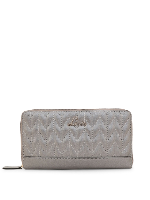 

Lavie Women Gunmetal-Toned Textured Zip Around Wallet, Metallic