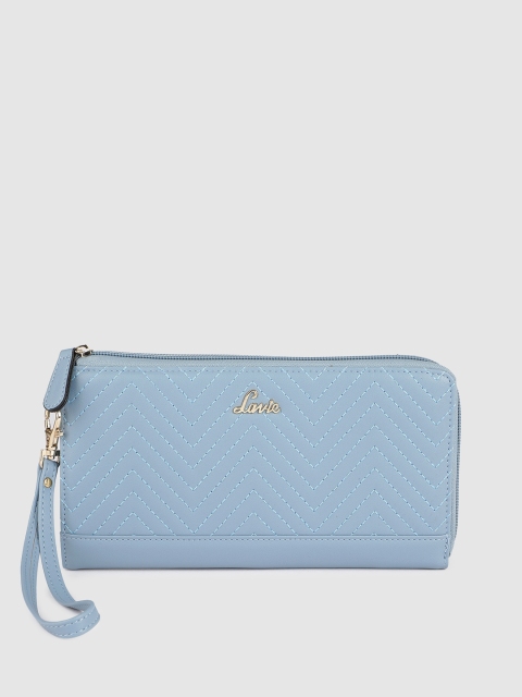 

Lavie Women Blue Self Design Zip Around Wallet