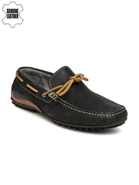 

Ruosh Casual Men Black Leather Driving Shoes