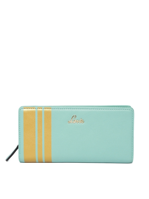 

Lavie Women Sea Green & Gold-Toned Striped Zip Around Wallet