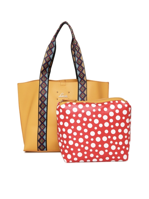 

Lavie Yellow Solid Tote Bag