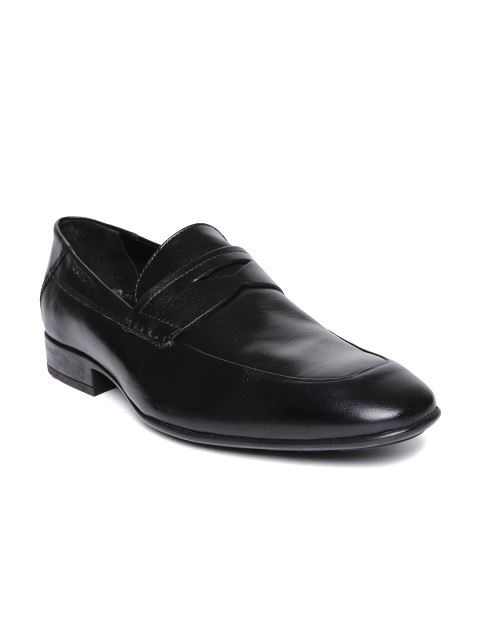 

Ruosh Work Men Black Leather Semiformal Slip-Ons