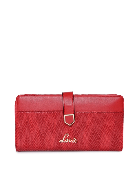 

Lavie Women Red Textured Three Fold Wallet